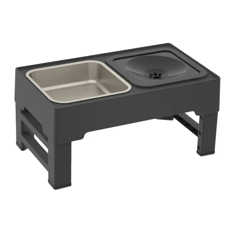 Pets Bowls Dog Double Bowls Stainless Stand Adjustable Height Pet Feeding Dish Bowl Big Dog Elevated Food Water Feeders for Dogs
