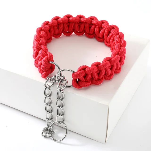 Woven Dog Collars P Chain Golden Retriever Nylon Adjustable Collar For Small Medium And Large Dogs Walking Artifact Pet Supplies