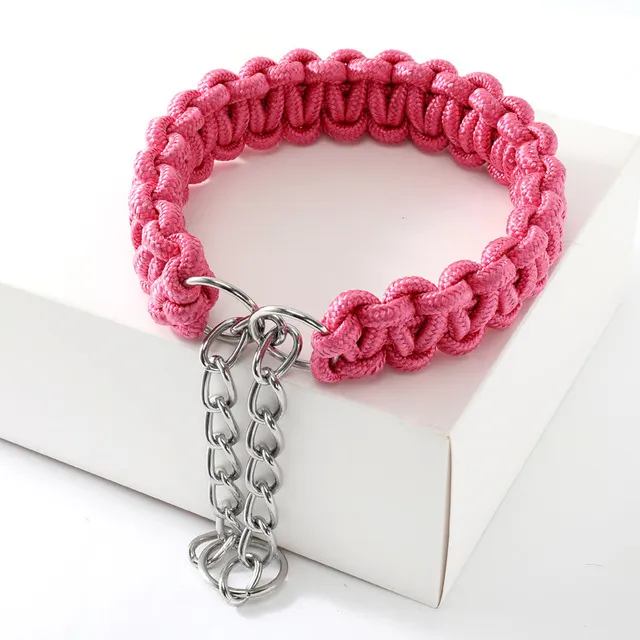Woven Dog Collars P Chain Golden Retriever Nylon Adjustable Collar For Small Medium And Large Dogs Walking Artifact Pet Supplies