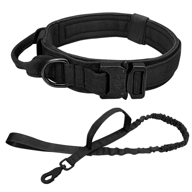 Tactical Dog Collar Harness Leash Nylon Military Pet Training Harness Vest With Bag For Medium Large Dogs Molle Harness Pouches