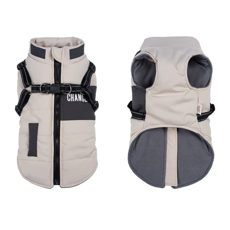 Winter Pet Dog Jacket With Harness Rope Warm Clothes Waterproof Coat For Small Medium Large Chihuahua French Bulldog Outfits
