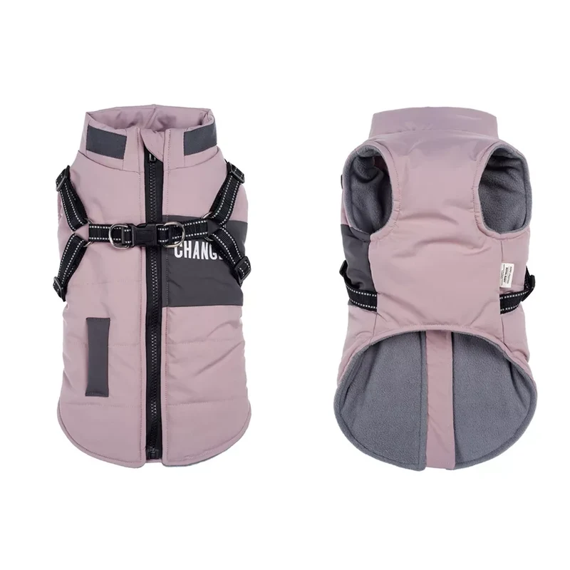 Winter Pet Dog Jacket With Harness Rope Warm Clothes Waterproof Coat For Small Medium Large Chihuahua French Bulldog Outfits