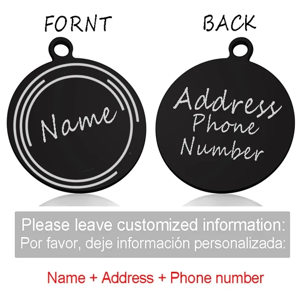 Custom Personalized Cat Dog ID Circle Tag Collar Pendant Engraved Pet Necklace Chain Charm Supplies For Tag Name Products
