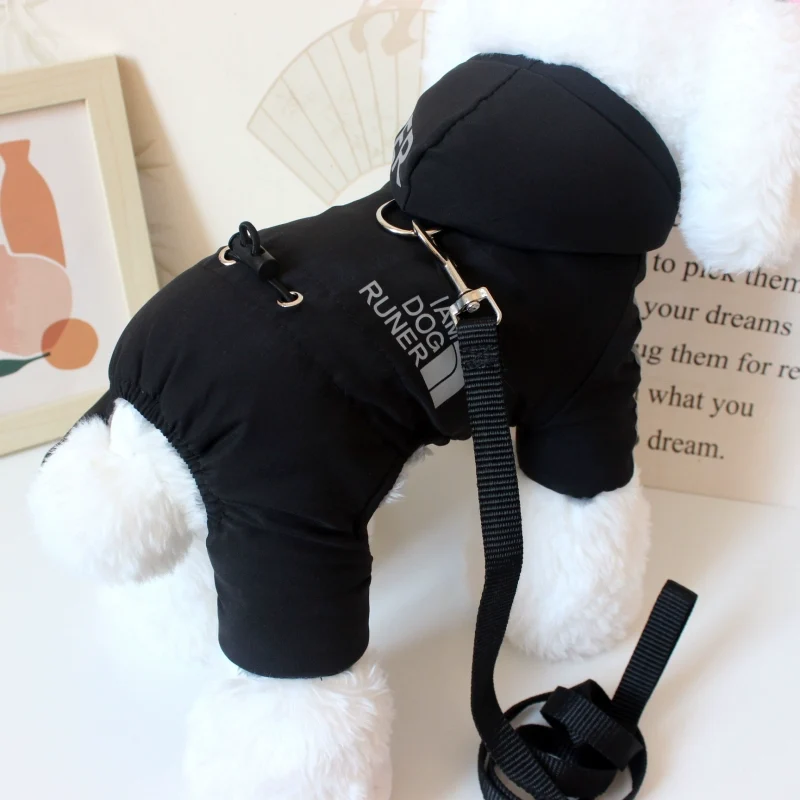 Pet Dog Clothes Teddy Bichon Pomeranian Four-Legged Reflective Cotton-Padded Clothes Autumn and Winter Pet Warm Sports Winter Cotton-Padded Jacket