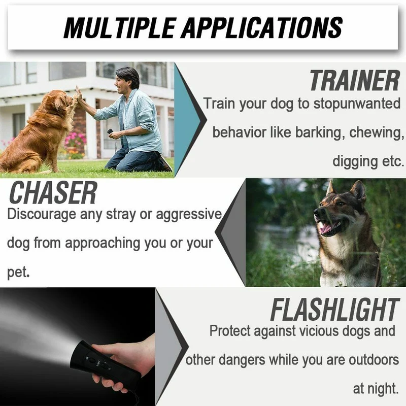 Ultrasonic Bark Control | Anti Dog Barking Trainer LED Light