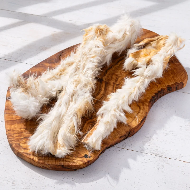 Kaninchenhaut-Stangen mit Fell (20 cm)