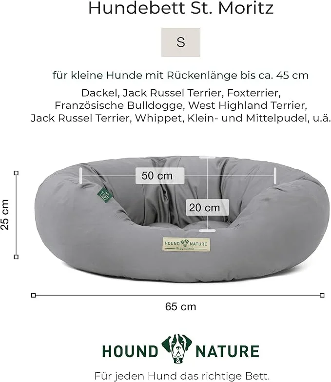 Hundebett rund St.Moritz von HOUND&NATURE | Recycelte Materialien | Oeko-Tex® Standard 100 | Hellgrau