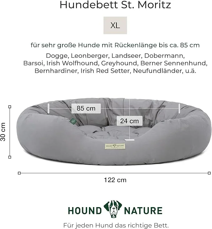 Hundebett rund St.Moritz von HOUND&NATURE | Recycelte Materialien | Oeko-Tex® Standard 100 | Hellgrau