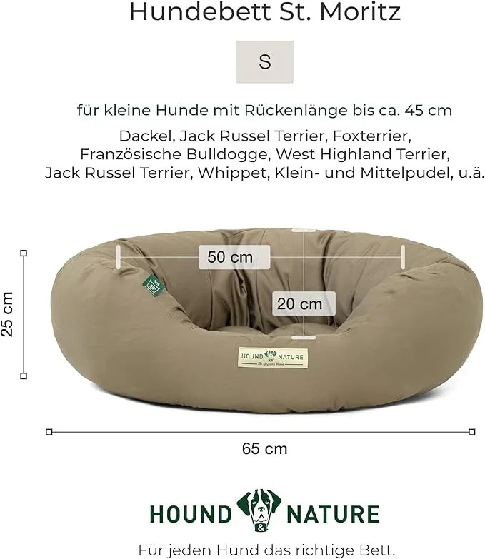 Hundebett rund St.Moritz von HOUND&NATURE | Recycelte Materialien | Oeko-Tex® Standard 100 | Taupe