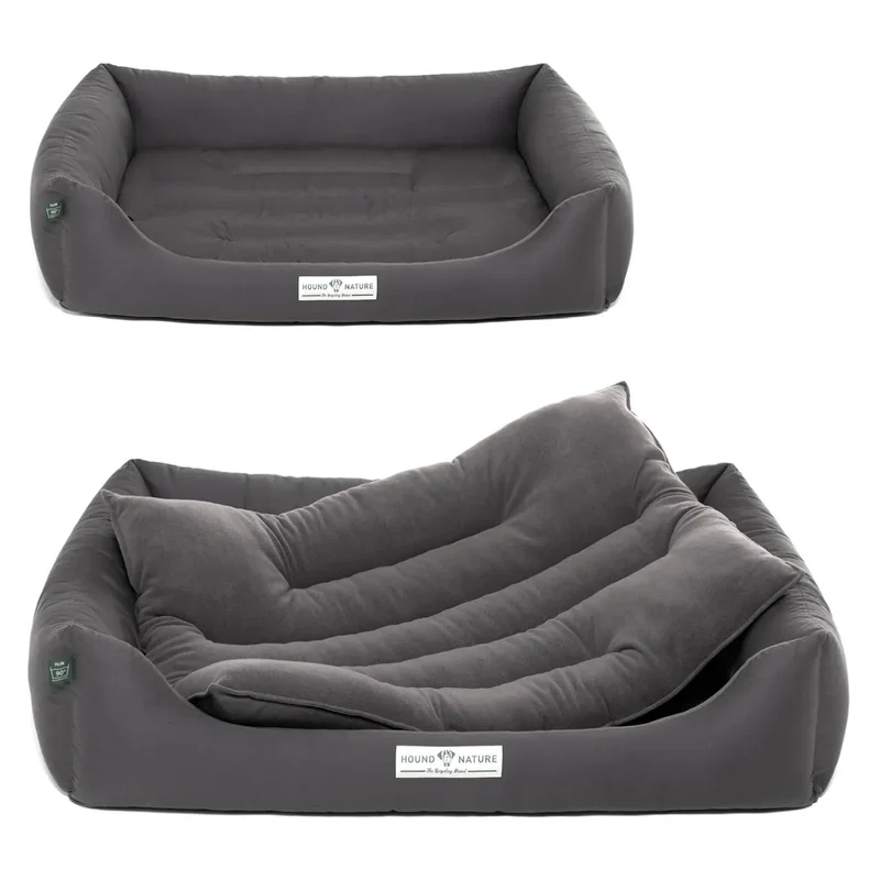 Hundebett Luzern von HOUND&NATURE | Fleece-Seite | Recycelte Materialien | Oeko-Tex® Standard 100 | Grau