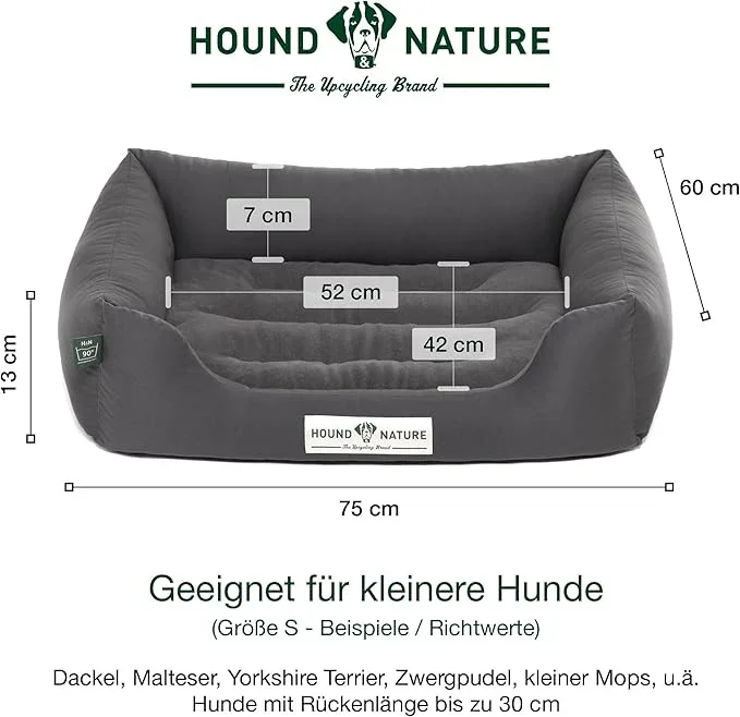Hundebett Luzern von HOUND&NATURE | Fleece-Seite | Recycelte Materialien | Oeko-Tex® Standard 100 | Grau