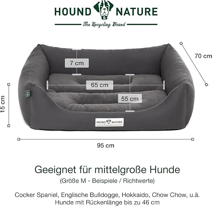Hundebett Luzern von HOUND&NATURE | Fleece-Seite | Recycelte Materialien | Oeko-Tex® Standard 100 | Grau