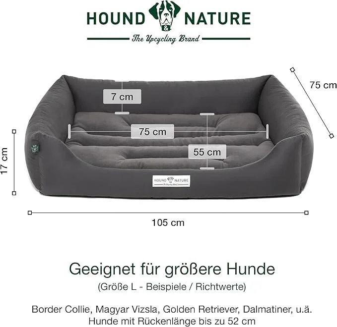 Hundebett Luzern von HOUND&NATURE | Fleece-Seite | Recycelte Materialien | Oeko-Tex® Standard 100 | Grau