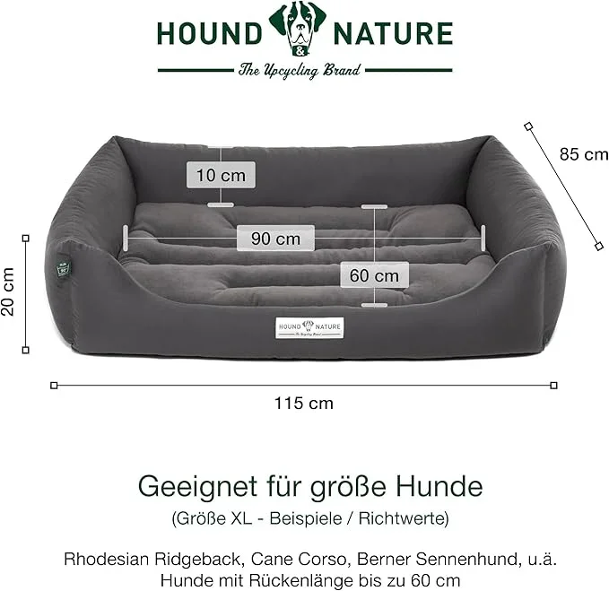 Hundebett Luzern von HOUND&NATURE | Fleece-Seite | Recycelte Materialien | Oeko-Tex® Standard 100 | Grau