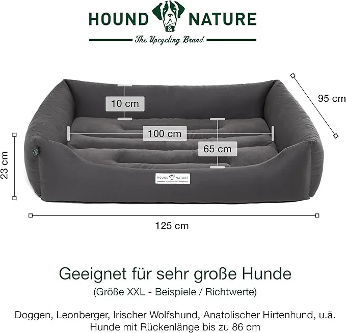 Hundebett Luzern von HOUND&NATURE | Fleece-Seite | Recycelte Materialien | Oeko-Tex® Standard 100 | Grau