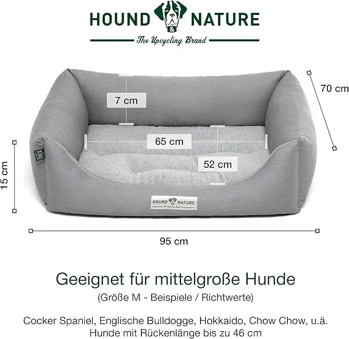 Hundebett Luzern von HOUND&NATURE | Fleece-Seite | Recycelte Materialien | Oeko-Tex® Standard 100 | Hellgrau