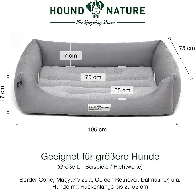 Hundebett Luzern von HOUND&NATURE | Fleece-Seite | Recycelte Materialien | Oeko-Tex® Standard 100 | Hellgrau