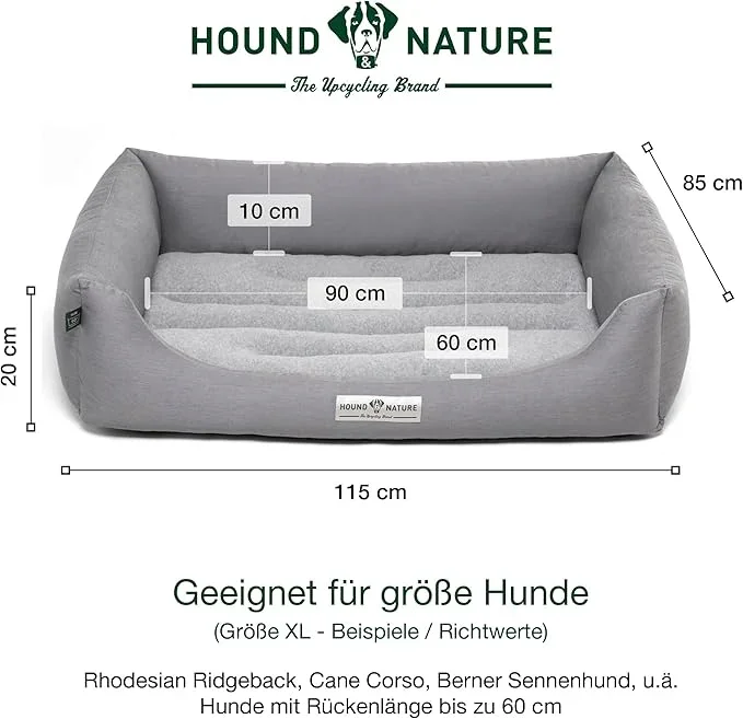 Hundebett Luzern von HOUND&NATURE | Fleece-Seite | Recycelte Materialien | Oeko-Tex® Standard 100 | Hellgrau