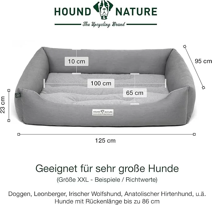 Hundebett Luzern von HOUND&NATURE | Fleece-Seite | Recycelte Materialien | Oeko-Tex® Standard 100 | Hellgrau
