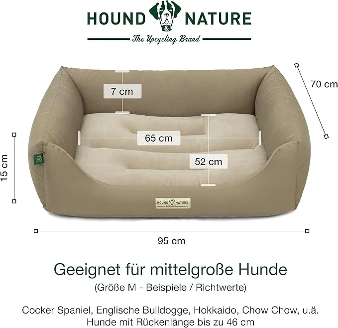 Hundebett Luzern von HOUND&NATURE | Fleece-Seite | Recycelte Materialien | Oeko-Tex® Standard 100 | Taupe