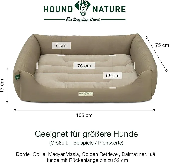 Hundebett Luzern von HOUND&NATURE | Fleece-Seite | Recycelte Materialien | Oeko-Tex® Standard 100 | Taupe