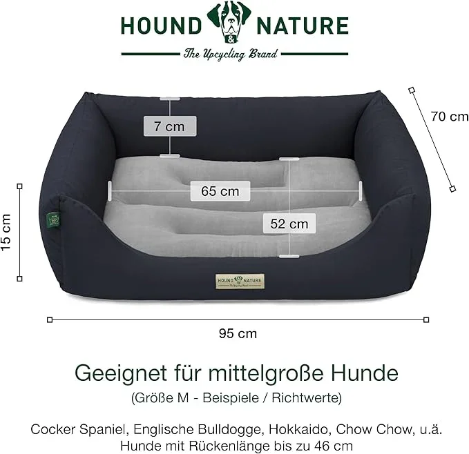 Hundebett Luzern von HOUND & NATURE | Fleece-Seite | Recycelte Materialien | Oeko-Tex® Standard 100 | Blau