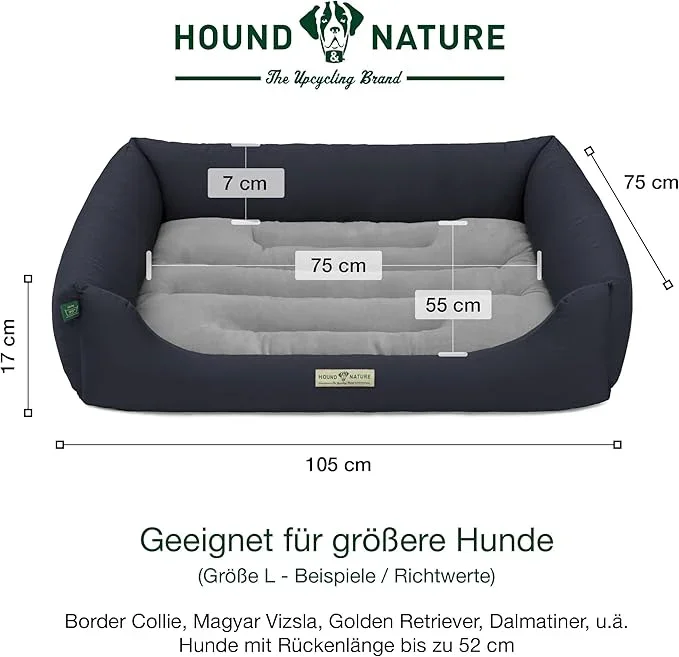 Hundebett Luzern von HOUND & NATURE | Fleece-Seite | Recycelte Materialien | Oeko-Tex® Standard 100 | Blau