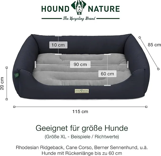 Hundebett Luzern von HOUND & NATURE | Fleece-Seite | Recycelte Materialien | Oeko-Tex® Standard 100 | Blau