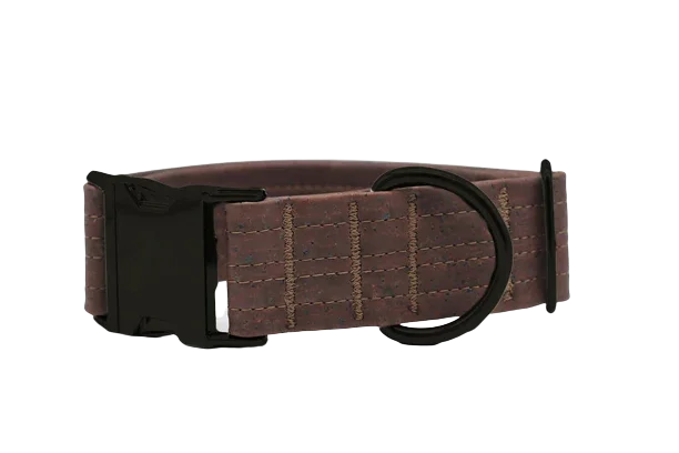 Hundehalsband mit Klickverschluss | Korkleder | Robust & Vegan | Braun/Schwarz