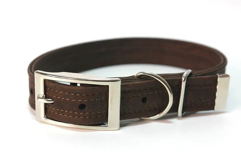 Kork Halsband mit Dornschnalle | Korkleder | Robust & Vegan | Braun/Silber