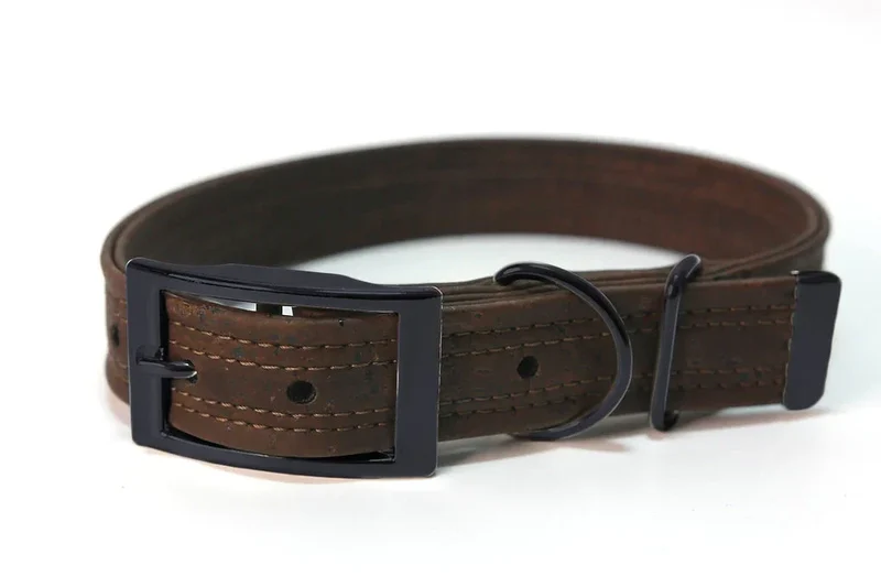 Kork Hundehalsband mit Dornschnalle | Korkleder | Robust & Vegan | Braun/schwarz