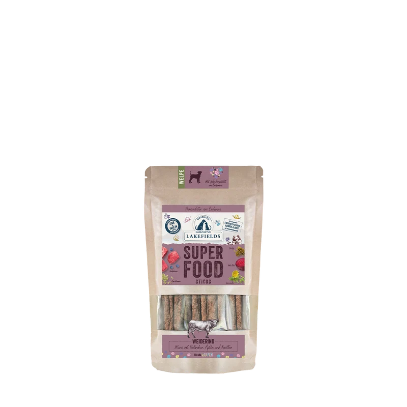 Lakefields SUPERFOOD Sticks vom Weiderind für Welpen