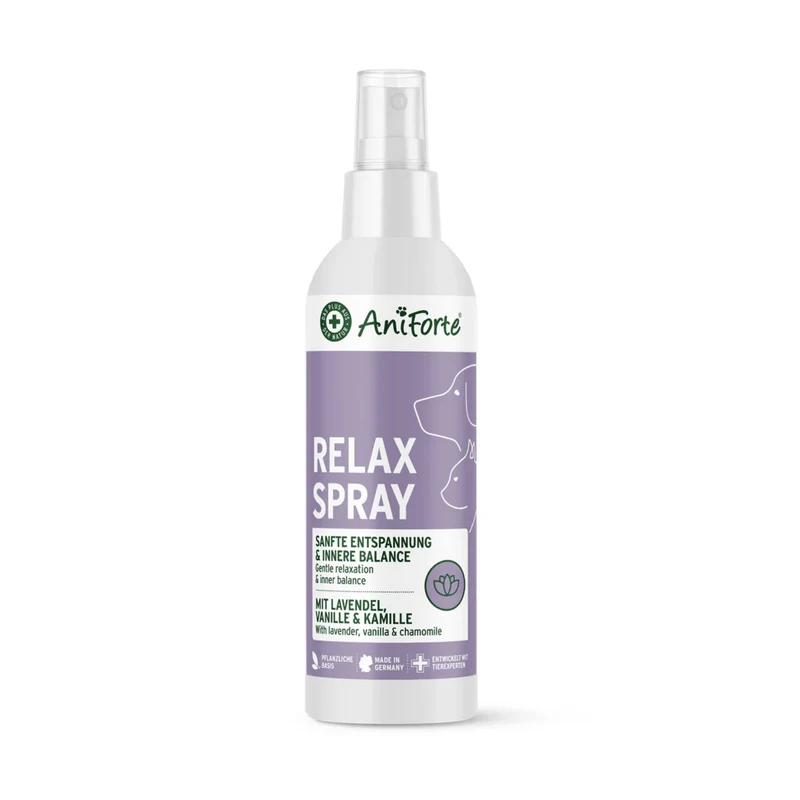 AniForte Relax Spray für Hunde & Katzen – Natürliche Beruhigung bei Stress, Angst & Unruhe durch Silvester, Gewitter & Autofahrten