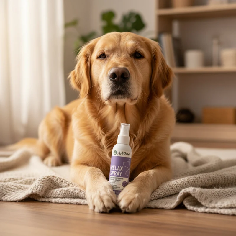 AniForte Relax Spray für Hunde & Katzen – Natürliche Beruhigung bei Stress, Angst & Unruhe durch Silvester, Gewitter & Autofahrten