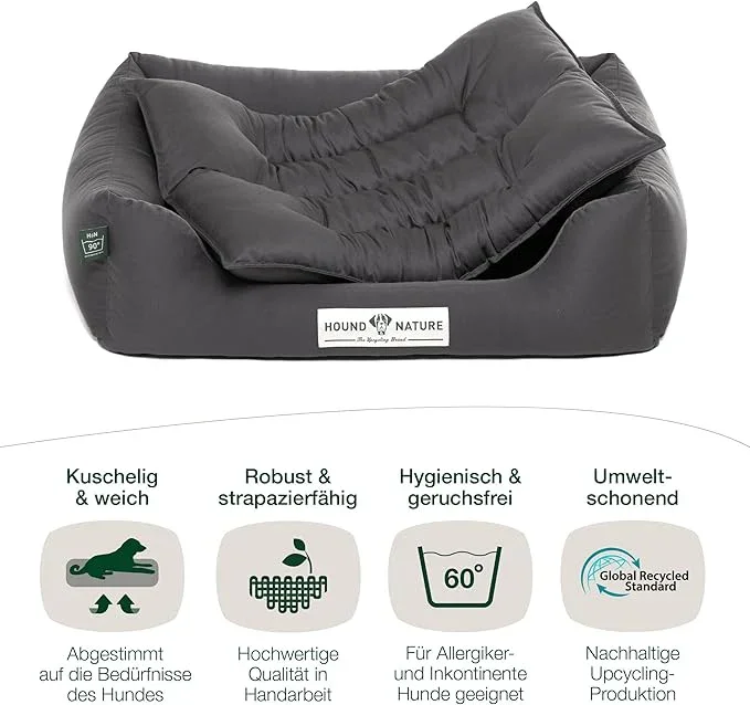 Hundebett Bern von HOUND&NATURE | Recycelte Materialien | Oeko-Tex® Standard 100 | Grau