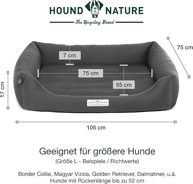 Hundebett Bern von HOUND&NATURE | Recycelte Materialien | Oeko-Tex® Standard 100 | Grau