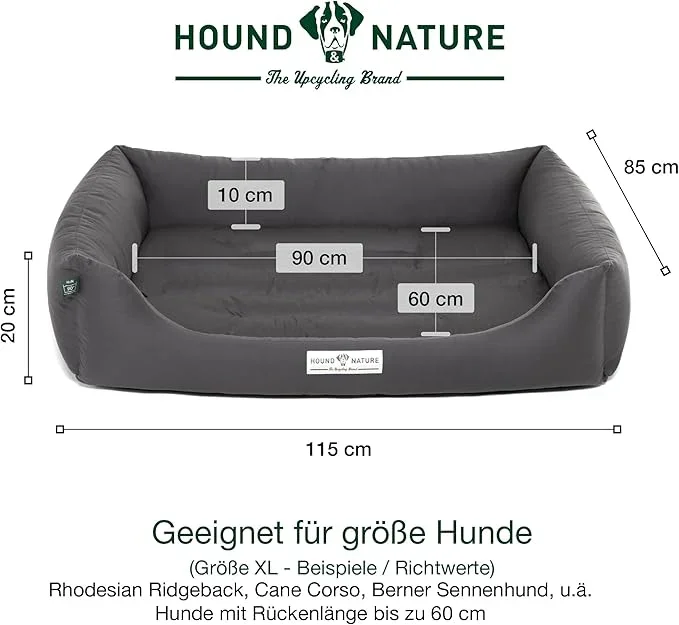 Hundebett Bern von HOUND&NATURE | Recycelte Materialien | Oeko-Tex® Standard 100 | Grau