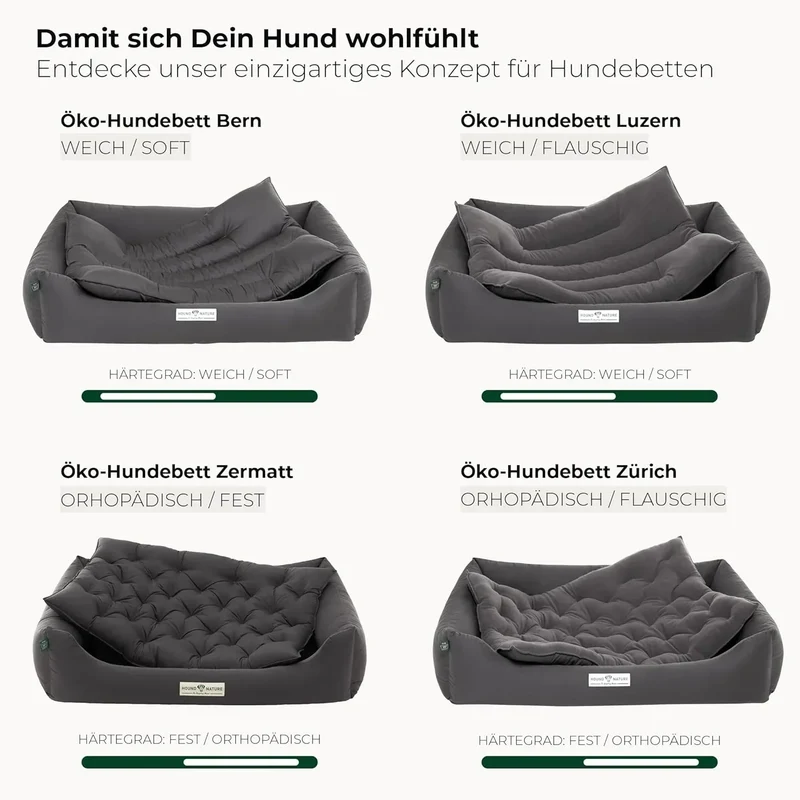 Hundebett Bern von HOUND&NATURE | Recycelte Materialien | Oeko-Tex® Standard 100 | Grau