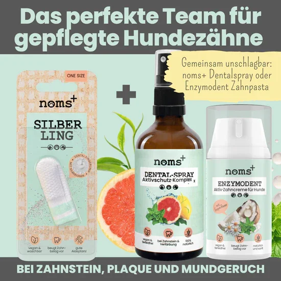 Natürliches Noms+ Zahnpflege Trio | Dentalspray - Zahncreme - Fingerling | 100% vegan & tierleidfrei