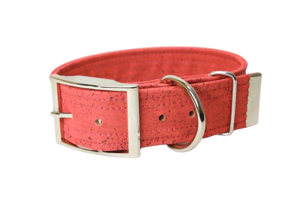 Hundehalsband mit Dornschnalle | Korkleder | Robust & Vegan | Coral/Silber