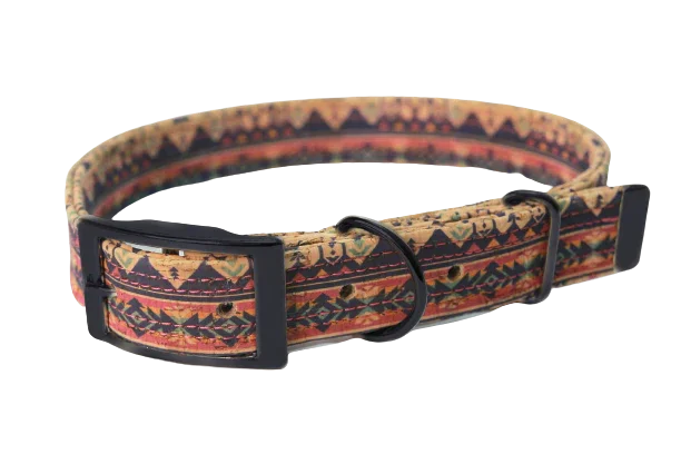 Hundehalsband mit Dornschnalle | Korkleder | Robust & Vegan | Ethno Pink/Schwarz
