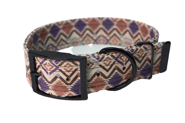 Hundehalsband mit Dornschnalle | Korkleder | Robust & Vegan | Ethno Light/Schwarz