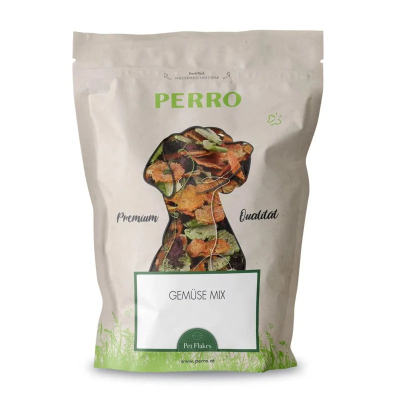Perro Hundeflocken Gemüse Mix - Premium Nahrungsergänzung für Hunde mit natürlichen Gemüseflocken für gesunde Verdauung und Vitalität