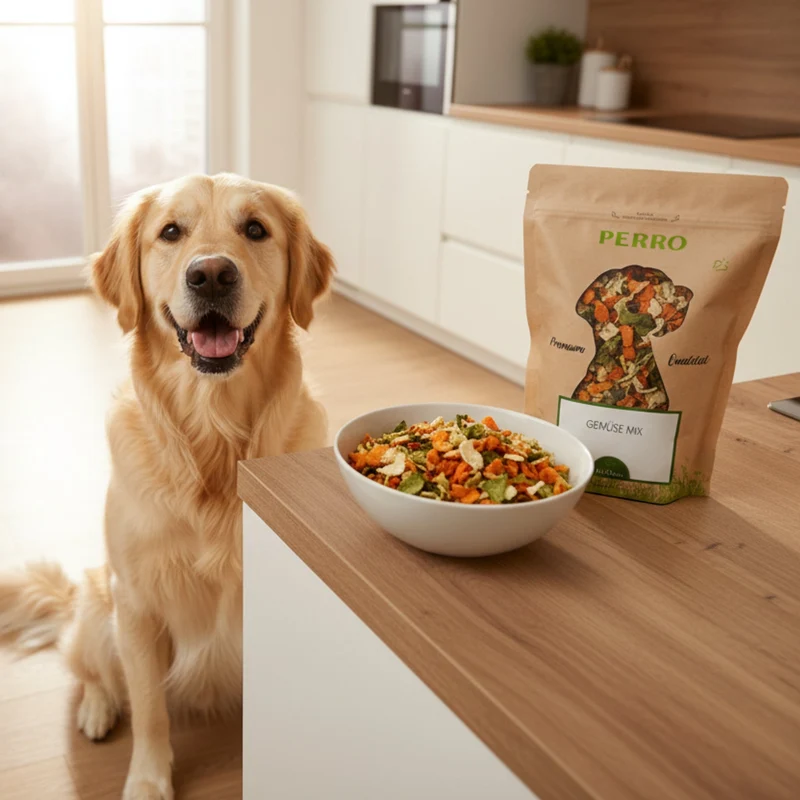 Perro Hundeflocken Gemüse Mix - Premium Nahrungsergänzung für Hunde mit natürlichen Gemüseflocken für gesunde Verdauung und Vitalität