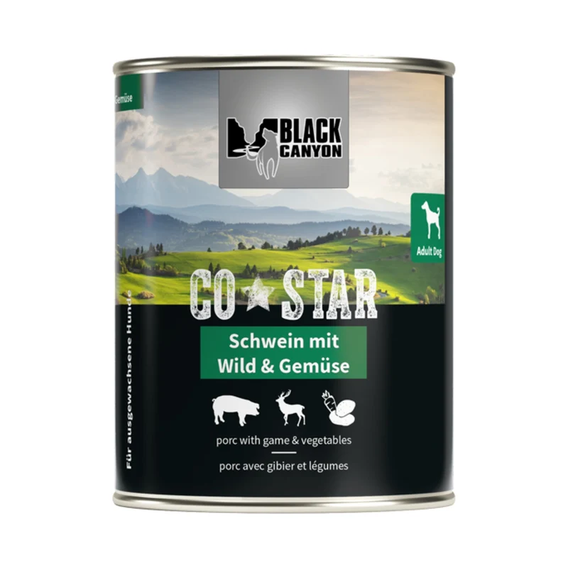 Black Canyon CoStar Nassfutter – Schwein mit Wild, Karotte & Kartoffel | Getreidefrei, hoher Fleischanteil, naturnah & bekömmlich für ausgewachsene Hunde