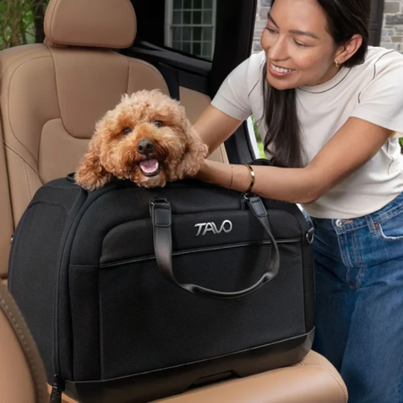 Isofix Autositz & Transporttasche Hendrick von Tavo für Hunde & Katzen bis 20.4 kg | GREENGUARD-Gold-Zertifizierung | Farbe: Onyx
