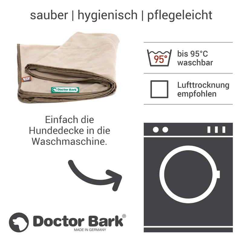 Doctor Bark Kuscheldecke für Hunde – Waschbar bis 95°C, Allergikerfreundlich & Made in Germany