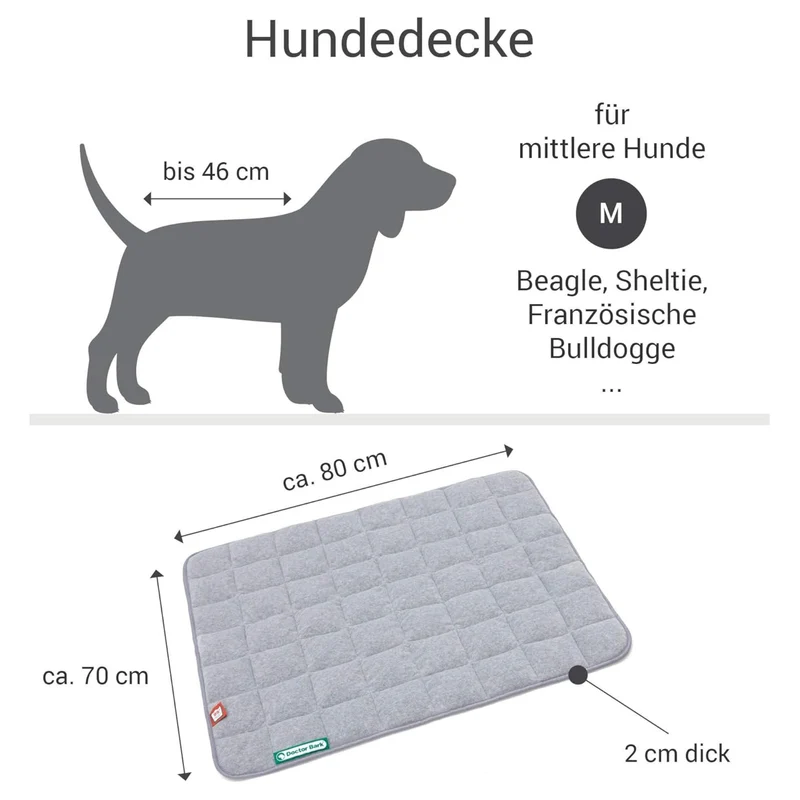 Doctor Bark Fleece-Steppdecke – Premium Hundedecke | Kuschelig weich, waschbar & allergikerfreundlich für erholsamen Hundeschlaf