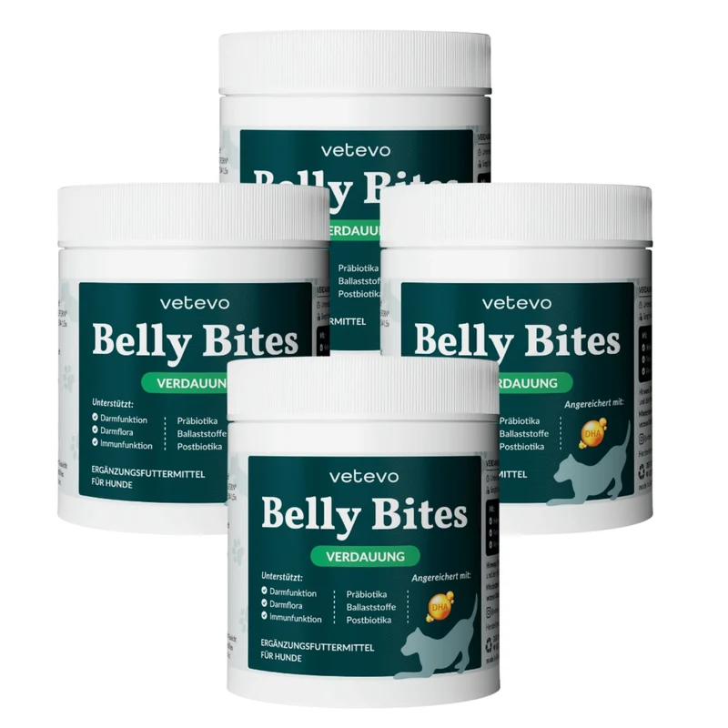 Vetevo Belly Bites 2.0 – Verdauungs-Snacks für Hunde mit Prä-, Pro- & Postbiotika, Kürbis & Algen | Für ein glückliches Hundebäuchlein