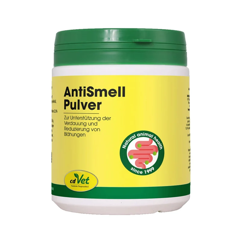 cdVet AntiSmell Pulver – Natürliches Kräuterpulver gegen Blähungen & Darmgeruch beim Hund